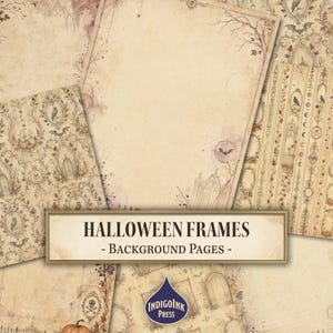 Halloween Frames Background Pages, Printable Digital Paper, Junk Journal Backgrounds, Digital Download