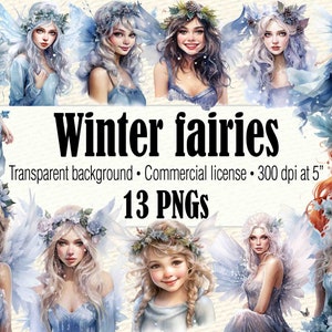 Winter Fee Clipart, Schneefee PNG, Pixie Clipart, Fantasy Fee Printables, Fairy Junk Journal Scrapbook Ephemera, Märchen Clipart