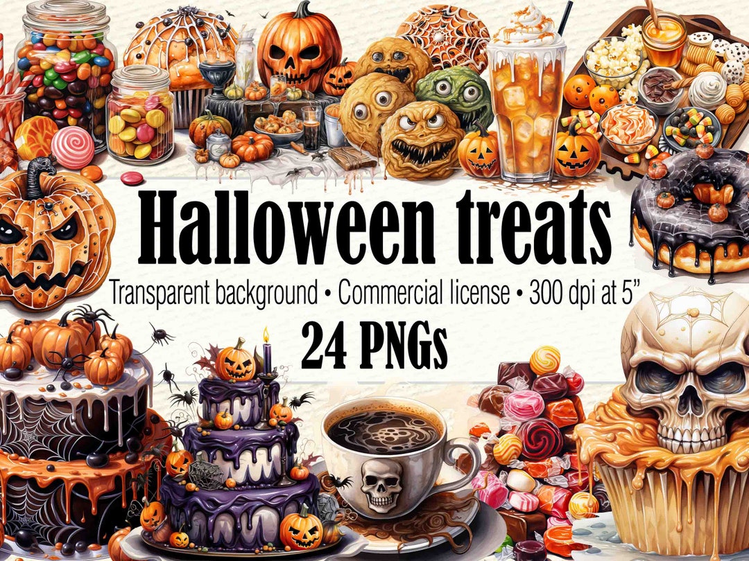 Halloween Treats Clipart, Halloween Candy Clipart, Halloween Donut PNG