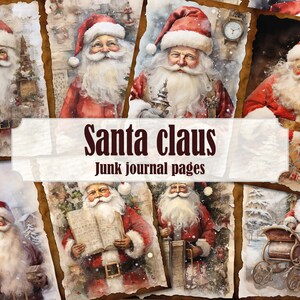 Vintage Kerstman Junk Journal Pagina's, Retro Kerst Ephemera, Winter Junk Journal December Journal, Winters tafereel Kerst Scrapbook