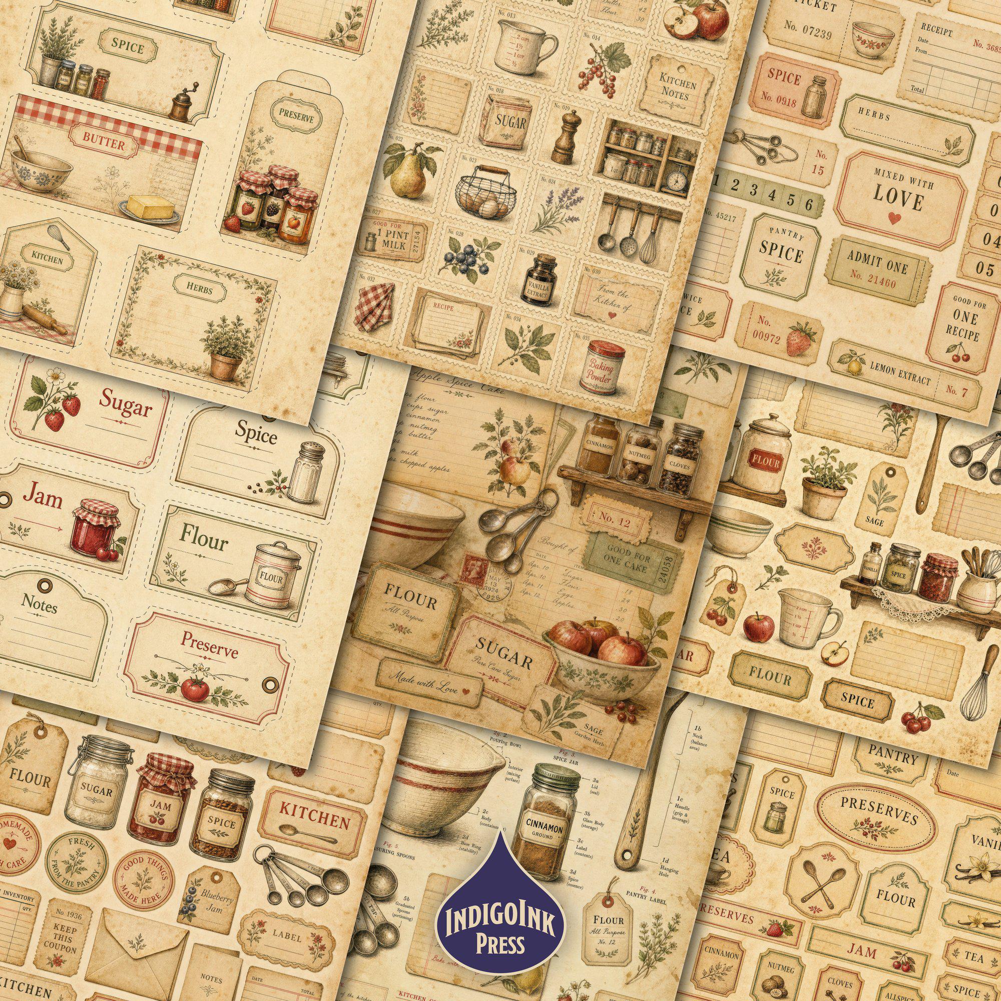 Kitchen Recipe Junk Journal Kit, Printable Recipe Cards, Vintage ...