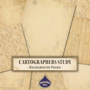 Cartographers Study Background Pages, Printable Digital Paper, Junk Journal Backgrounds, Digital Download