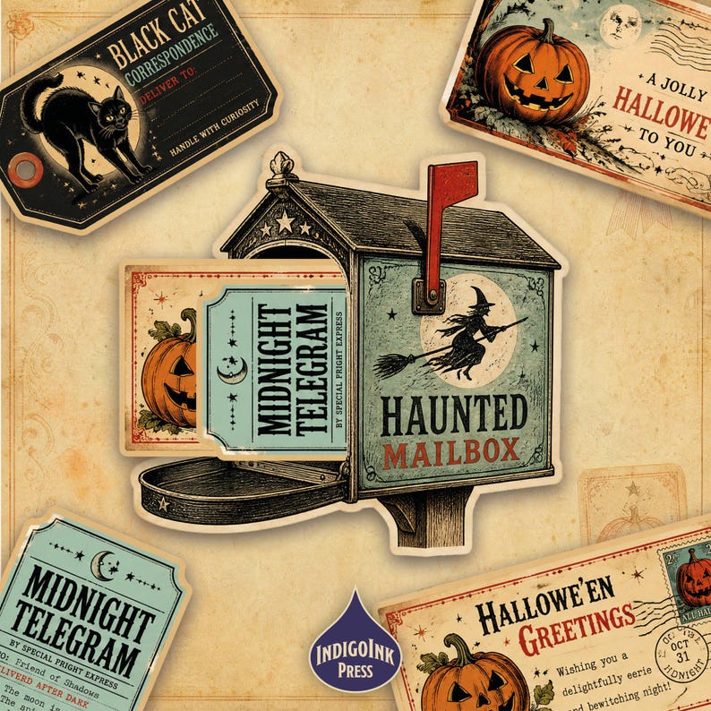 Retro Frights Magic Pockets, Vintage Halloween Junk Journal Kit, Printable Ephemera, Journal Pockets, Digital Download image 4