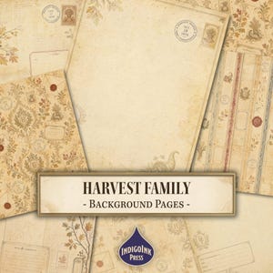 Harvest Family Background Pages, Fall Letter Paper, Wax Seal, Family Crest, Return Address, Autumn, Junk Journal Printable, Digital Download