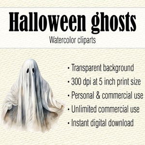 Halloween Gespenst Clipart, Gespenst Gesicht PNG, gruseliges PNG, Halloween Grafiken, gruseliges Gespenst PNG, gruseliges Clipart Bundle Bild 2