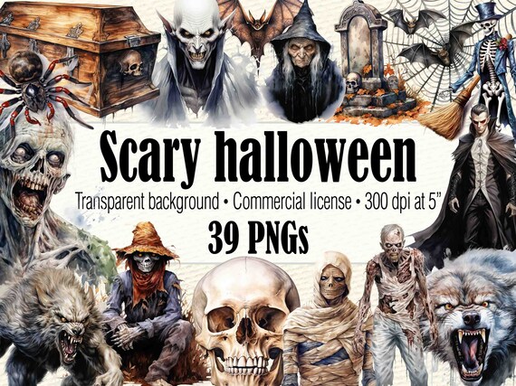 Scary Png Halloween Graphics, Scarecrow Png, Ghost Face Png, Witch Clipart, Ghost Clipart, Graveyard Tombstone Clipart, Spider Png Horror