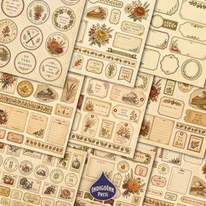 Thanksgiving Table Fussy Cuts, Thanksgiving Menu, Harvest Table, Place Cards, Menu Card, Antique Brass, Printable Ephemera, Digital Download image 3