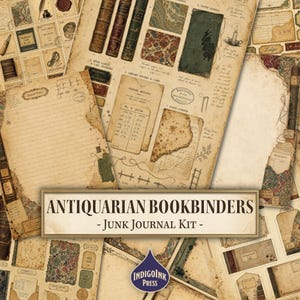 Kit de diario de encuadernación antigua, estilo academia oscura, biblioteca vintage, amante de los libros, diario de lectura, tarjeta de biblioteca, imprimible digital