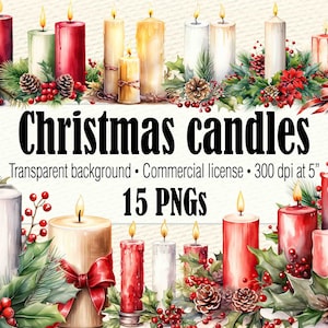 Weihnachten Kerze PNG, Urlaub Kerzen Clipart, Aquarell Weihnachten Clipart, gemütliche Winter Clipart für kommerzielle Nutzung, Weihnachten Ephemera