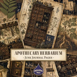 Apothecary Herbarium Junk Journal Pages, Curiosity Cabinet, Apothecary Jars, Catalog Numbers, Junk Journal Printable, Digital Download