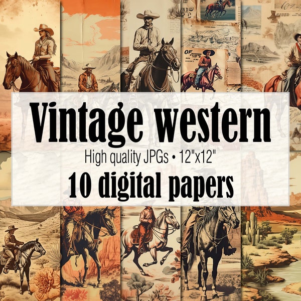 Western Printable Vintage Paper, Western Wallpaper Digital Paper, Western Theme Party Cowgirl Invitation, Western Banner Background