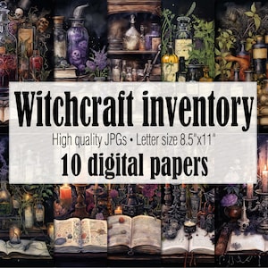 Dark Witchcraft Journal Digital Paper, Magic Witch Junk Journal Pages, Grimoire Spellbook Pages, Gothic Wiccan Journal, Witchy Junk Journal