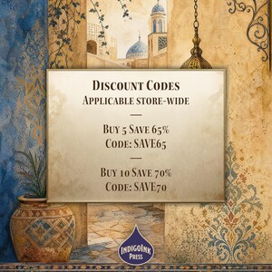 Arabian Nights Junk Journal Pages, Watercolor Islamic Patterns, Mystic Digital Papers, Line Art, Junk Journal Printable, Digital Download image 6