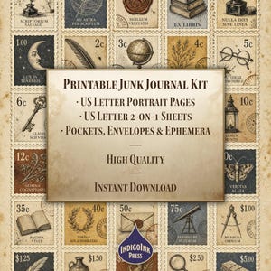 Scriptorium Salvage Junk Journal Kit, Dark Academia, Wax Seal, Collage Supplies, Vintage Scrapbooking, Printable Digital Download image 5