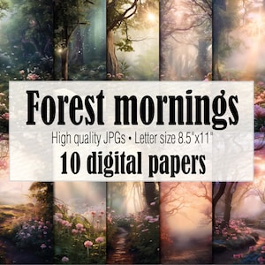 Carta digitale primavera foresta incantata, carta da parati foresta fatata Fantasy Ephemera, diario spazzatura della foresta magica della natura stampabile