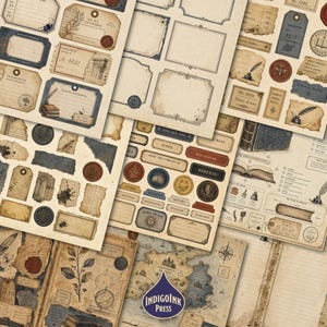 Scriptorium Salvage Junk Journal Kit, Dark Academia, Wax Seal, Collage Supplies, Vintage Scrapbooking, Printable Digital Download image 3