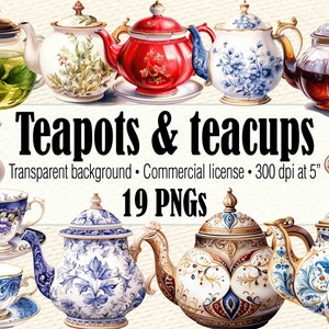 Acquerello Teiera Clipart, Tea Cup Clipart PNG, Tea Party Clipart, Teacup Clipart, Tea Time PNG, Tea Party stampabile, Tea Time Clipart