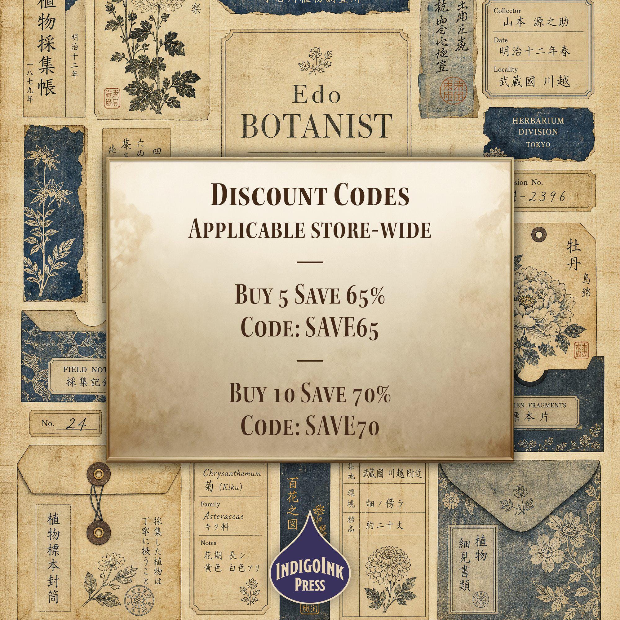 Edo Botanist Junk Journal Kit, Dark Academia, Botanical Ephemera, Field ...