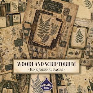 Wald-Skriptorium-Junk-Journal-Seiten, Dark Academia, Waldbotanik, Feldnotizen, Junk-Journal-Vorlage zum Ausdrucken, Digitaler Download