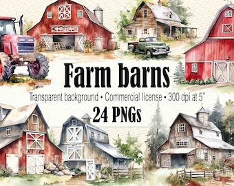 Barn PNG Farmhouse Clipart, Red Barn PNG Watercolor House Clipart, Barn Illustration Pink Barn Clipart, Rustic Barn Drawing