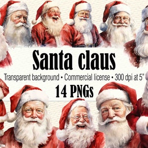 Santa Claus PNG, Watercolor Santa Clipart, Santa PNG Christmas Ephemera, Watercolor Christmas Clipart, Christmas Graphics
