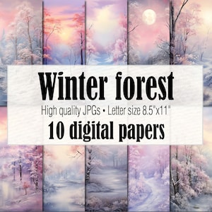 Papel da floresta do inverno do país das maravilhas do inverno, cartão postal de papel digital da paisagem do inverno, fundo da cena do inverno, coisas efêmeras do diário do lixo