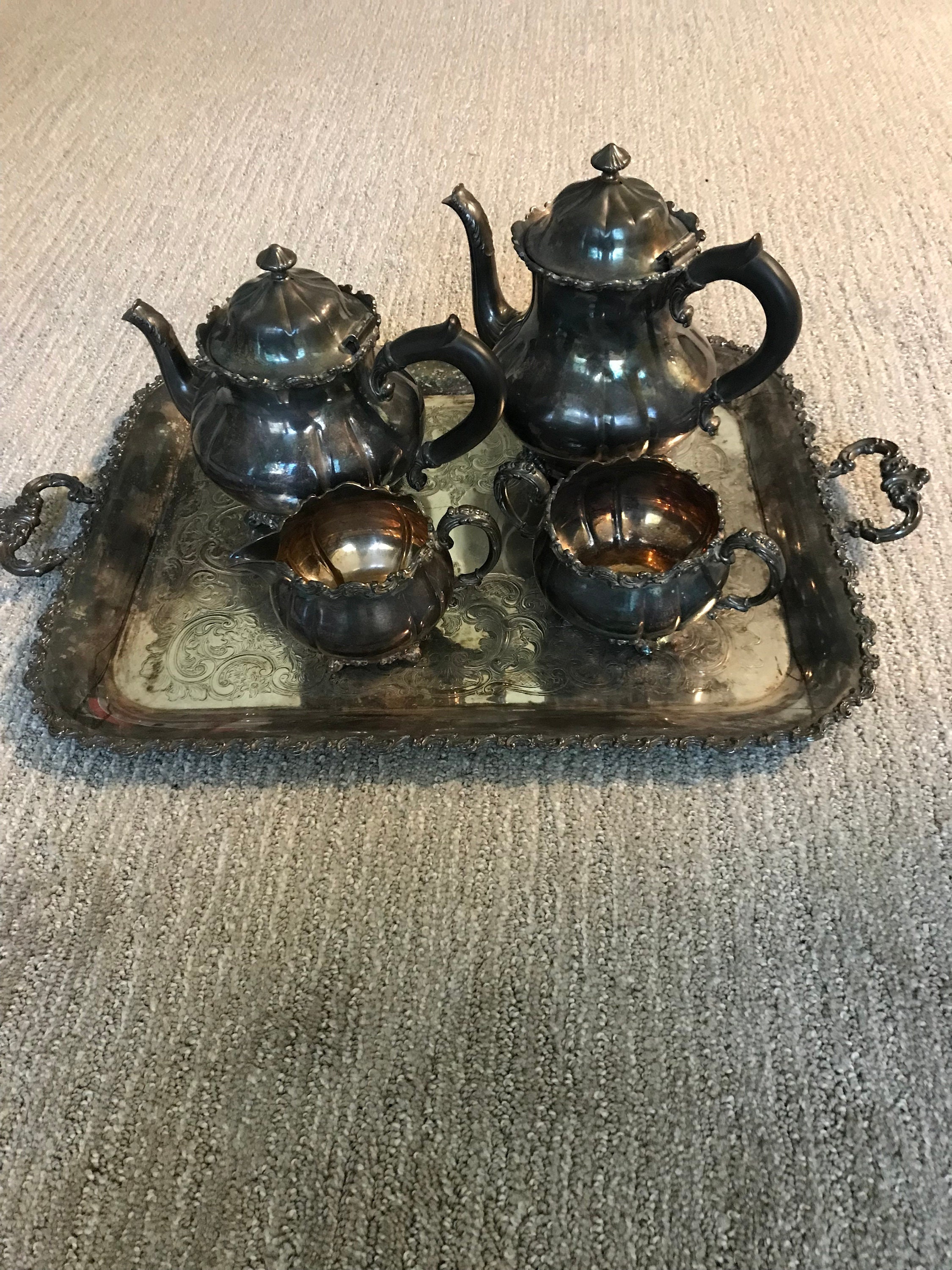 1847 Rogers Brothers Coffee Pot and Teapot on Serving Tray Etsy
