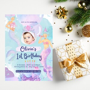 Rosa Aquarell 1. Geburtstag Einladungskarte editierbares Design Geschenk für Freund
