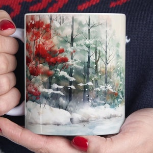 Winter Wonderland Coffee Mug: Snowy Christmas Forest, Cozy Gift (11oz)