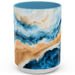 Coastal Ocean Waves Mug: Ceramic Beach Decor, Beach Lover Gift