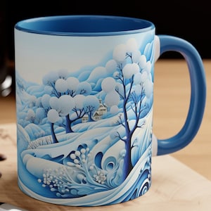 Winter Wonderland Mug: Snowy Cabin Coffee Cup - 15oz Ceramic