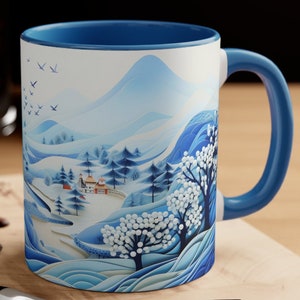 Winter Village Mug: Snowy Nordic Landscape Coffee Cup