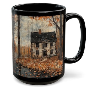 Retro Fall Art Coffee Mug Dark Cottagecore Landscape Ceramic Mug Fall Farmhouse Decor Tea Cup Cottagecore Mug Farmhouse Decor Moody Autumn