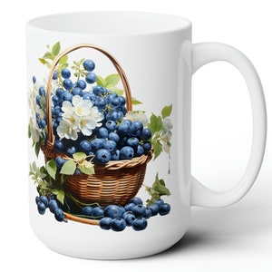 Blueberry Basket Mug: Cottagecore Farmhouse Coffee Cup