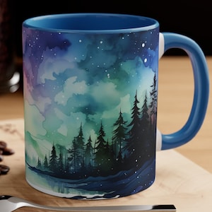 Aurora Borealis Mug: Winter Northern Lights Celestial Coffee Cup
