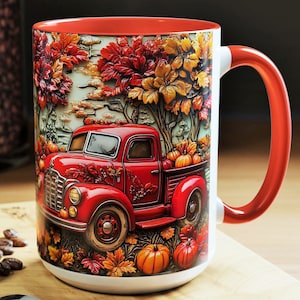 Fall Truck Coffee Mug: Autumn Pumpkin Harvest Decor (15oz)