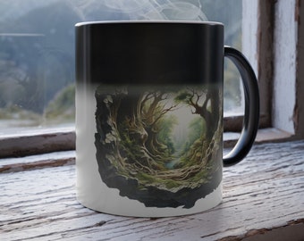 3D Forest Mug Color Morphing Forest Mug 3D Forest In A Hole Tea Cup Enchanted Forest Coffee Mug Magical Hole Color Morphing Cup 3D Visual