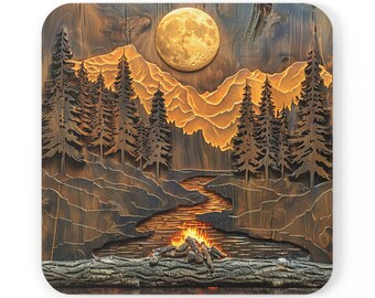 Mountain Coaster Rustic Mountain Designs Nature Coaster Rustic Coasters Forest Coasters Outdoor Gifts Outdoor Designs Mountain Decor Camping
