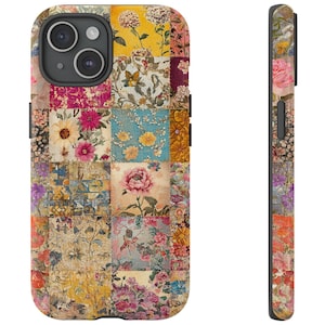 Floral Phone Case Patchwork Design Iphone & Samsung Cover Cute Floral Gift Cottagecore Phone Cover Grandma Chic Aesthetic Boho Cute Spring