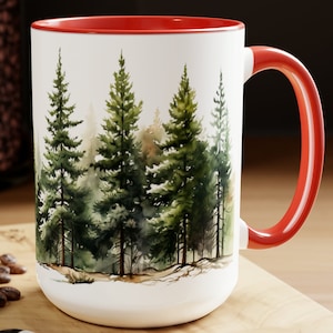 Pine Tree Forest Mug Evergreen Woodland Coffee Cup Nature Lover Cabin Gift