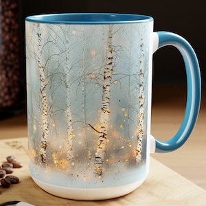 Enchanted Birch Tree Mug: Watercolor Winter Woods, Cottagecore Gift