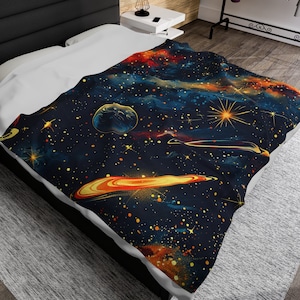 Couverture spatiale galaxie, ciel étoilé, peluche en velours côtelé, décoration d'intérieur