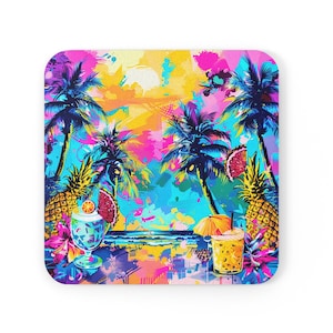 Posavasos de palmera tropical: decoración costera para bebidas