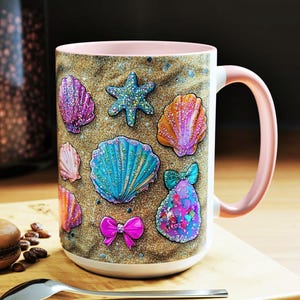 Seashell Clam Ceramic Mug: Sandy Beach Summer Vibes