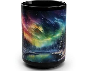 Northern Lights Coffee Mug Aurora Borealis Cup Northern Lights Drinkware Colorful Sky Mug Celestial Coffee Cup Aurora Themed Mug Vibrant