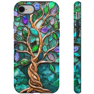 Stained Glass Tree of Life Phone Case: Celtic Art Print