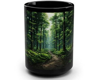 Peaceful Forest Mug Nature Inspired Coffee Mug Tranquil Woodland Tea Mug Serene Forest Scene Cup Calming Nature Drinkware Zen Forest Mug