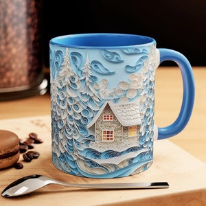 Winter Village Coffee Mug: Holiday House Scene Drinkware