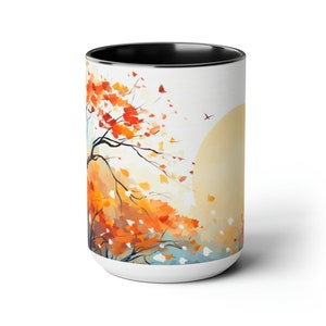 Fall Nature Mug Fall Nature Coffee Cup 15oz Fall Themed Moon Mug Fall Nature Tea Cup Autumn Season Fall Vibes Mug Ceramice Fall Nature Cup