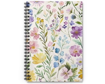 Watercolor Wildflowers Notebook Pastel Floral Diary Pretty Watercolor Sketchbook Wildflower Journal Watercolor Flower Notepad Planner Gifts